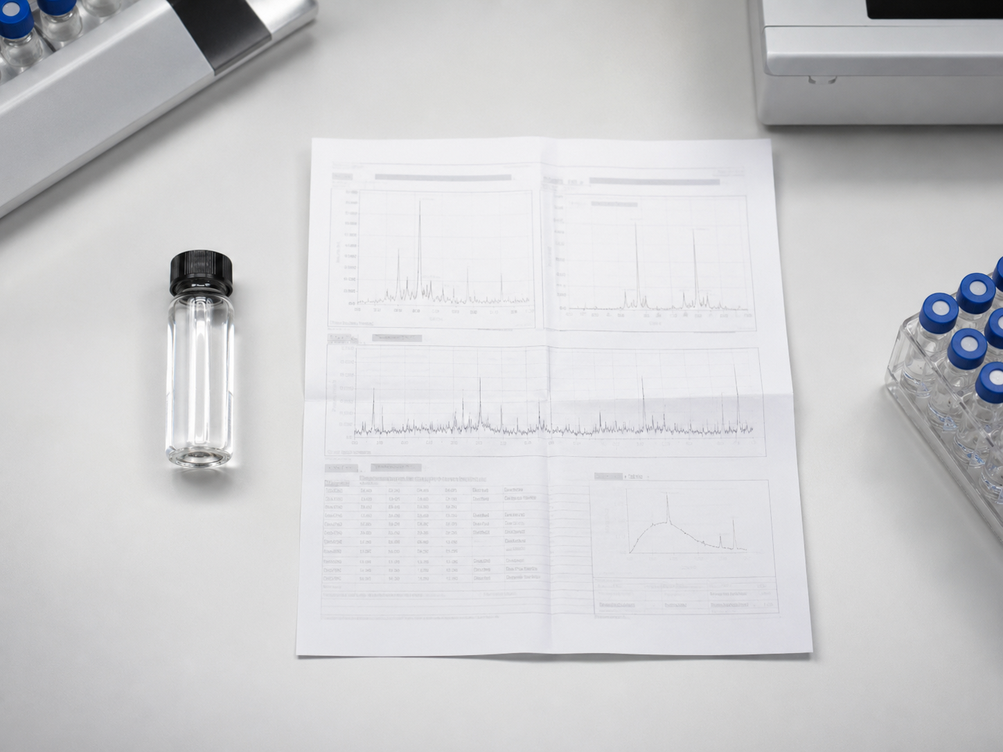 Sample vial and analytical report